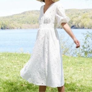 A New Day White Eyelet Button Up Midi Dress